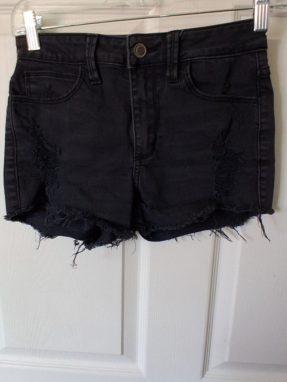 GUESS Black Distressed Denim Cutoff Shorts